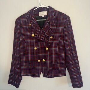 Vintage Cortland Collection 80s Plaid Wool Blazer Jacket Womens Sz 12 Academia